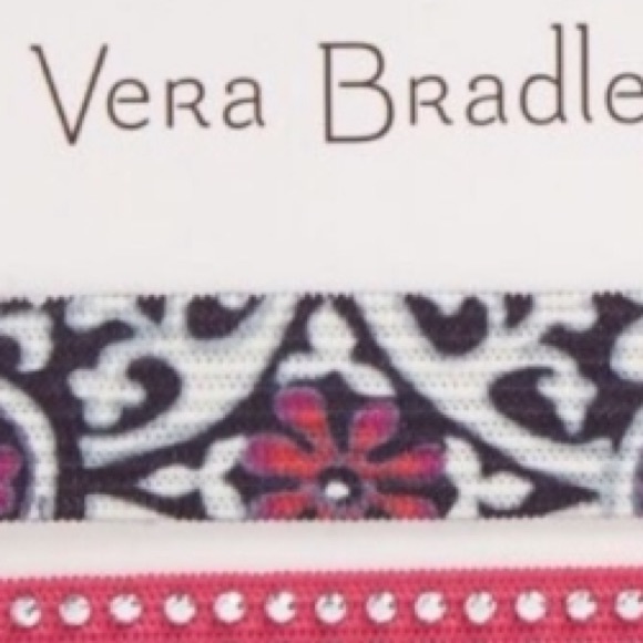 Vera Bradly Stretch Hair Ties Scroll Medallion, Black, White, Pink - Picture 2 of 5